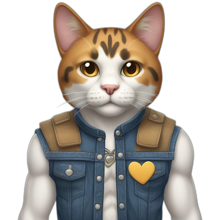 Meowscles is a muscular and humanoid calico cat without in blue jeans ...