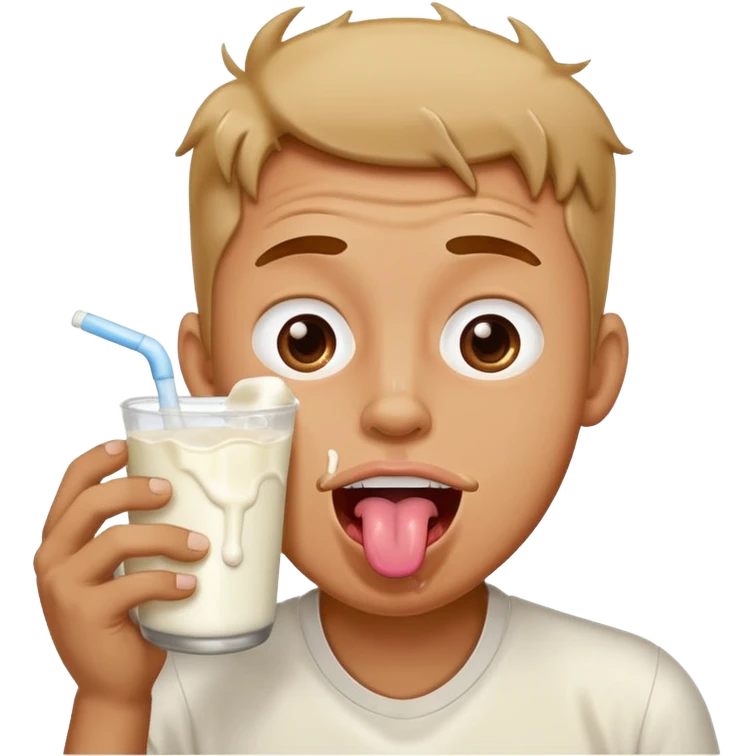 Man with tounge out drooling milk emoji