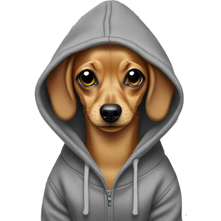 Chiweenie wearing a hoodie emoji