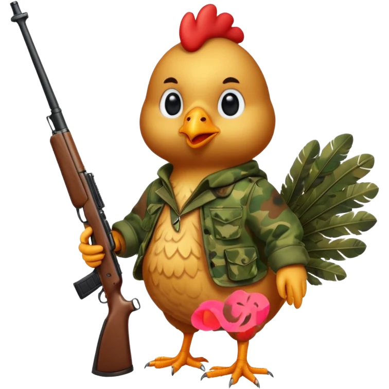 Chicken dressed as an hunter emoji