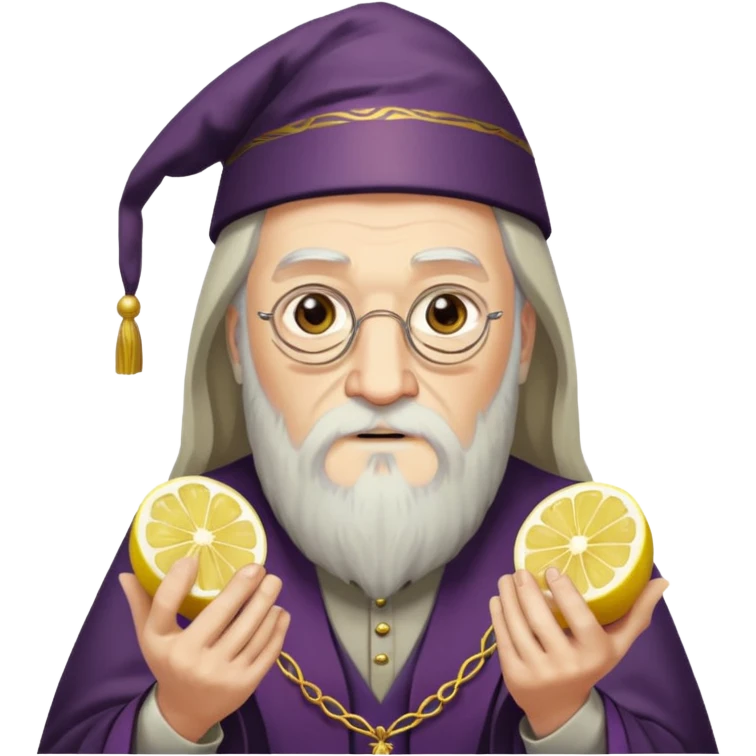 Dumbledore with Lemon slices in his hands emoji