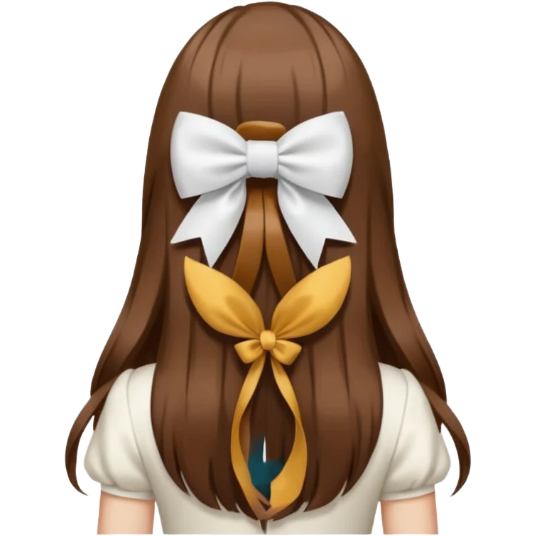 Brown long hairs with white bow from the back emoji