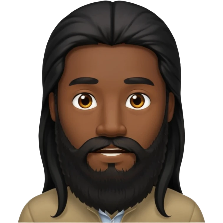 رجل لديه شعراسود طويل جدا ولحية  emoji