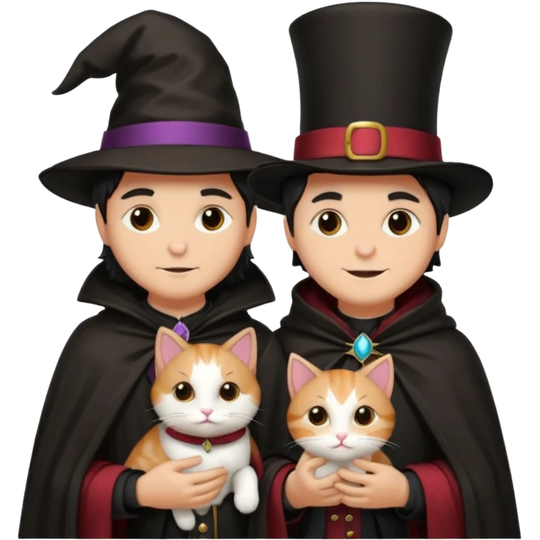 magician couple and their pet cat emoji