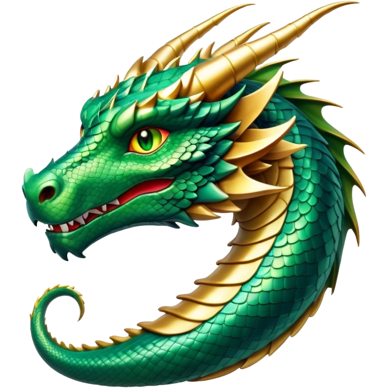 cinematic-noble-dragon-portrait-emoji,-poised-and-majestic,-with-a-sinuous,-elongated-build-and-shimmering,-scale-covered-skin-in-hues-of-emerald-and-gold,-piercing,-fiery-eyes,-simplified-yet-sharp-and-sophisticated-features,-highly-detailed emoji