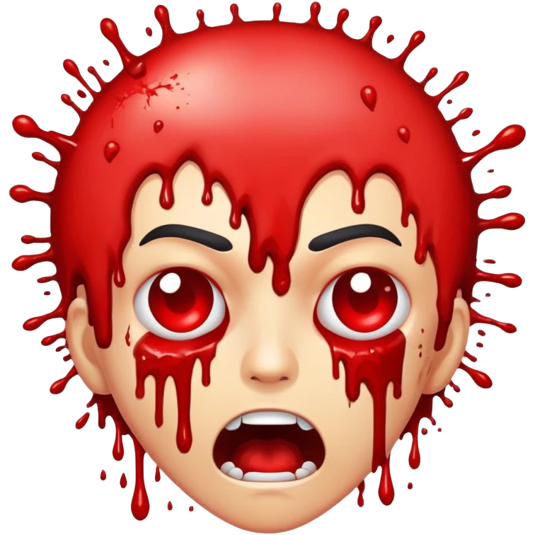 Exploding head with blood emoji