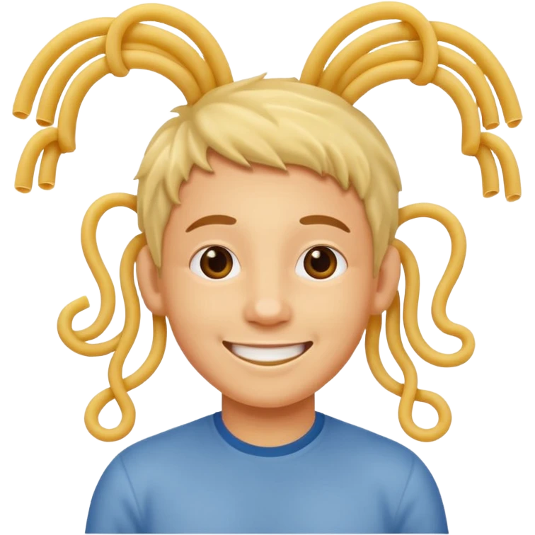 лапша висит на правом и левом ухе человека, надо головой ничего нет emoji