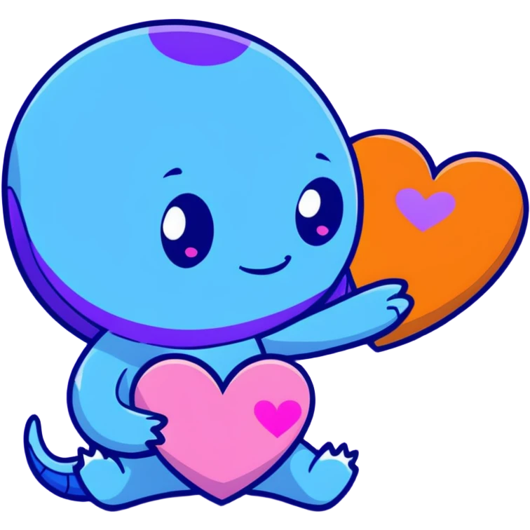 Stitch holding a pink and Purple Heart  emoji