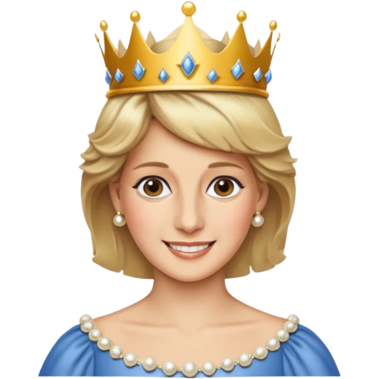content face, Princess Diana with crown emoji