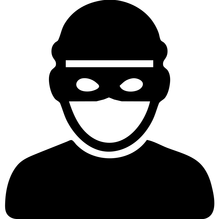 male burglar icon, mask and cap, clean lines, minimalistic, strong outline emoji