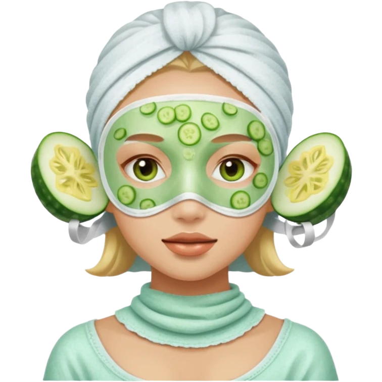 Girl wearing spa mask emoji