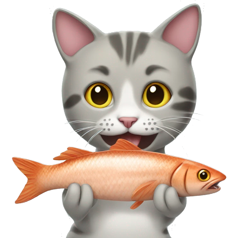 cat eating a fish emoji