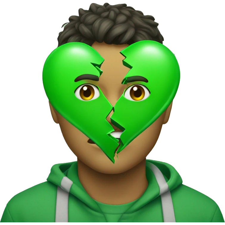 green heart broken in half  emoji