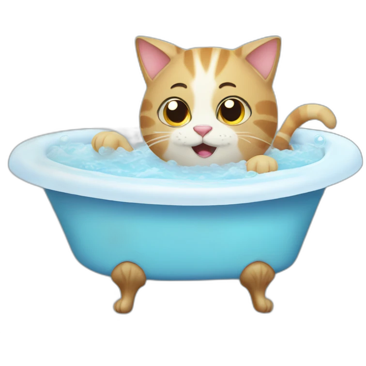 cat takes bath with bubbles emoji
