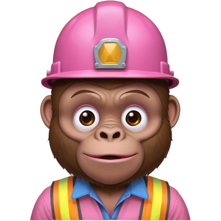 A pink gorilla with a constructor hat emoji