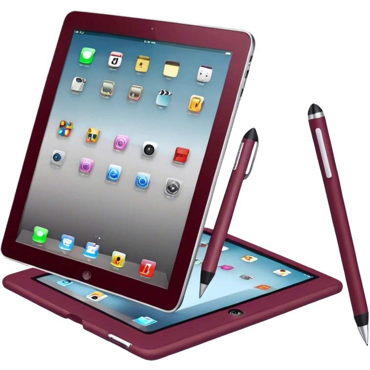 ipad and stylus burgundy emoji