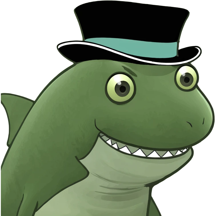 Shark with a top hat emoji