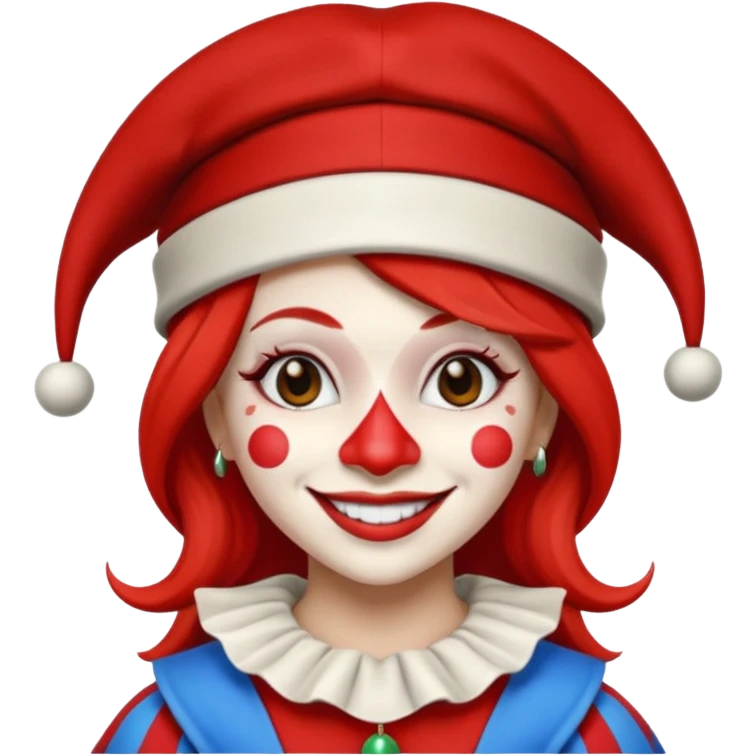 Jester female, black and red and white emoji