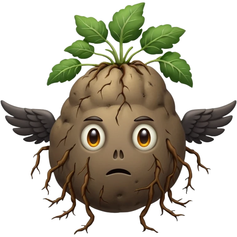 storm cloud and a potato with wings emoji