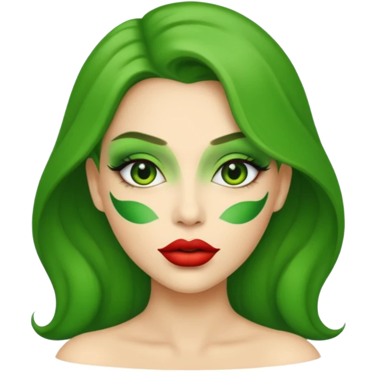 woman with green colored ips emoji