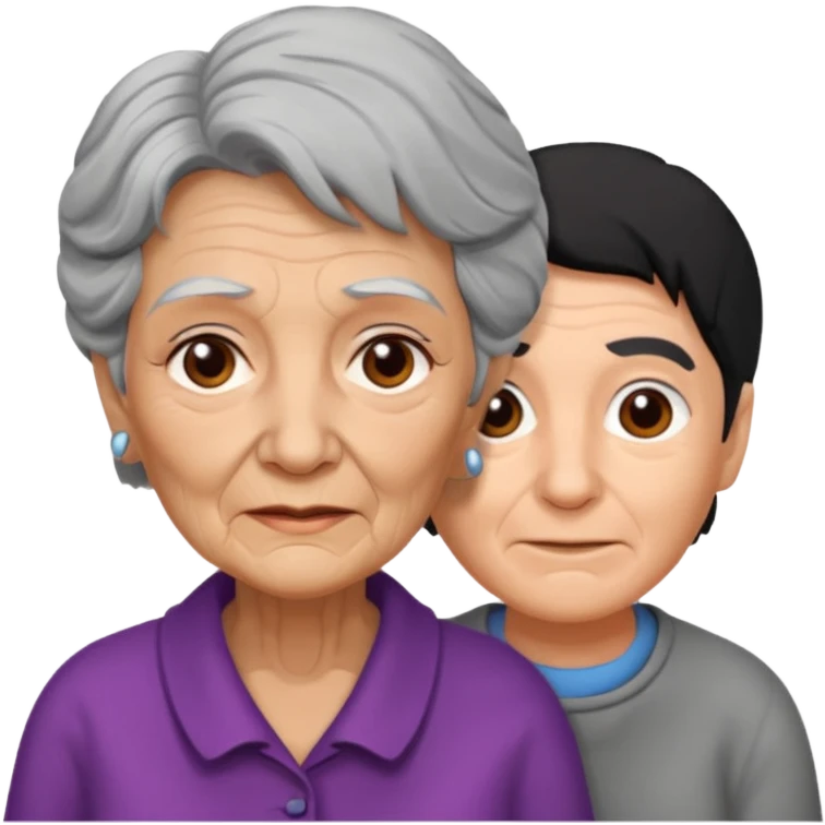 lo mismo que estas haciendo solo coloca alado de la abuela un hombre joven  emoji