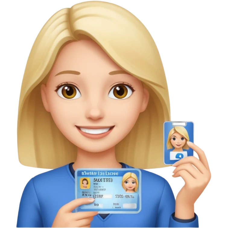 girl holding a drivers license emoji