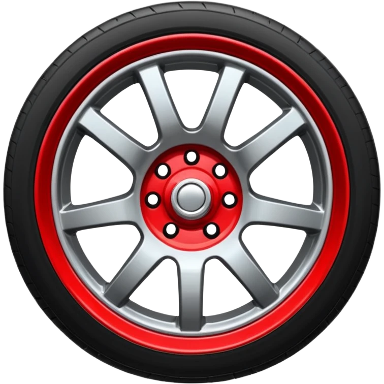 Car wheel emoji with red brake caliper emoji