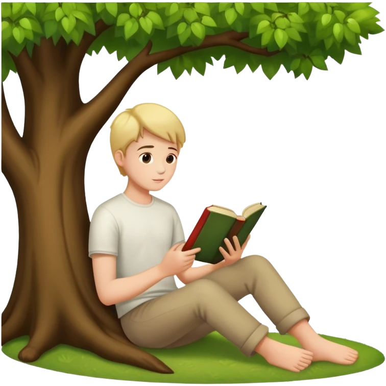 person reading a book under a tree emoji