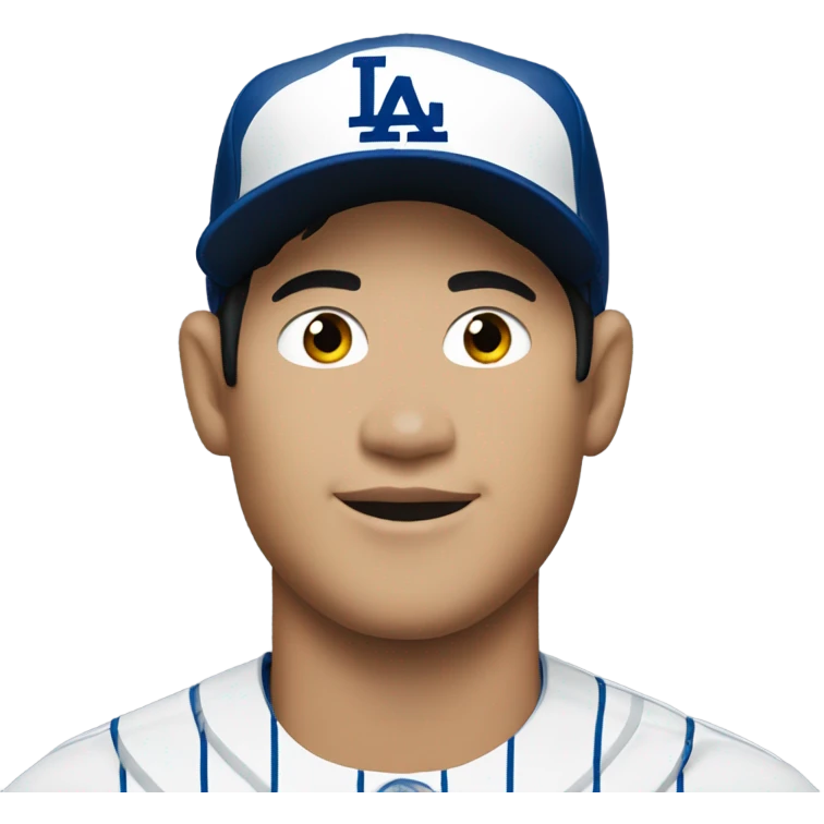 Shohei Ohtani in a dodgers uniform with two devil horns emoji