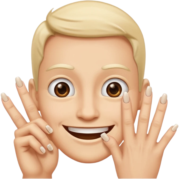 happy face with nails tapping  emoji