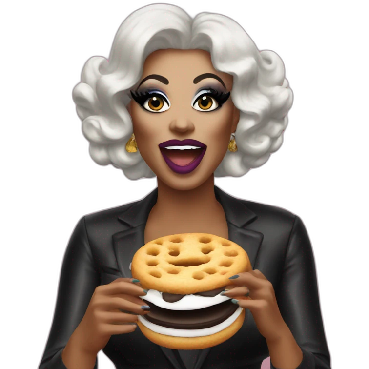 A drag queen eating deep fried Oreos  emoji