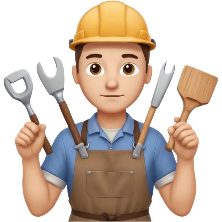 carpenter portrait, head and shoulders only, wearing work apron, wooden tools visible, focused friendly expression, workshop vibe, 3D cartoon, mobile game icon style, clean background, no text, no watermark
 emoji