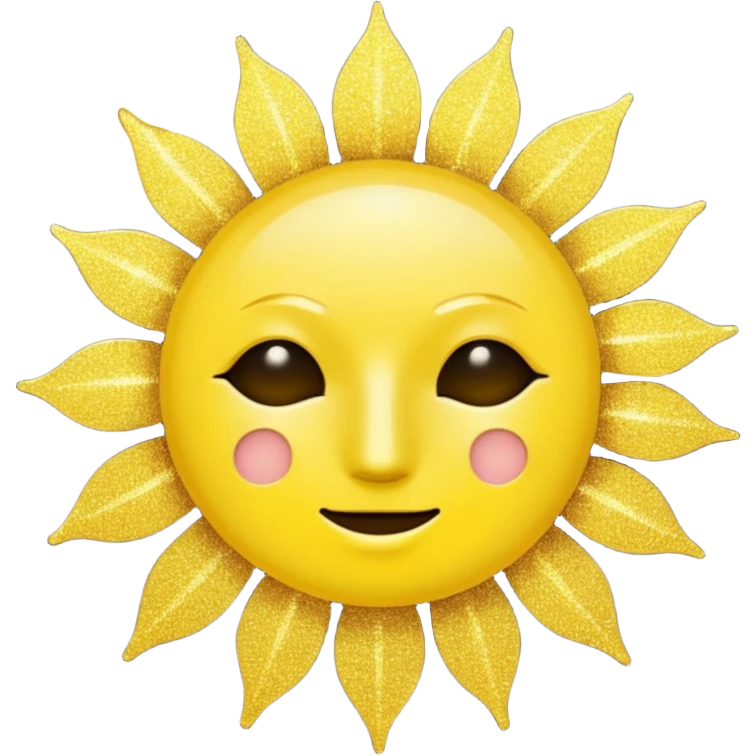 sun in 2d golden glitter in colour without face emoji