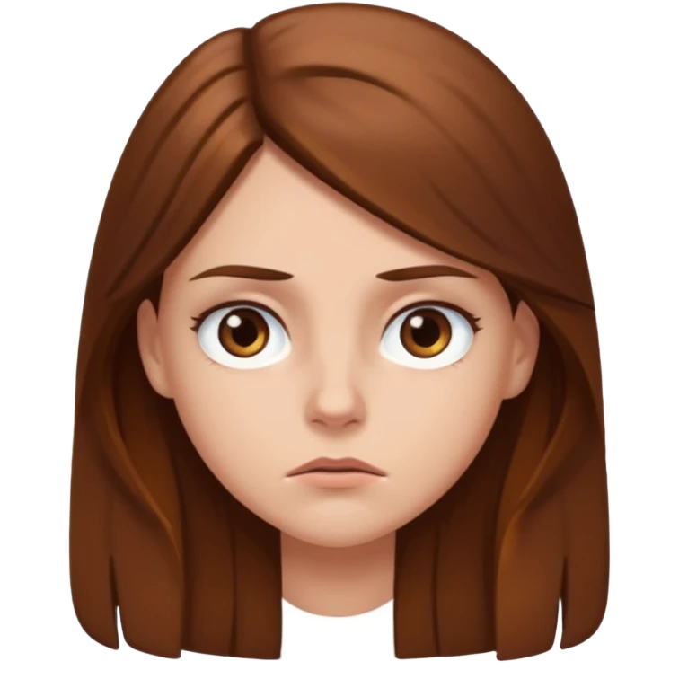 a white girl with brown long hair and brown eyes looking annoyed  emoji