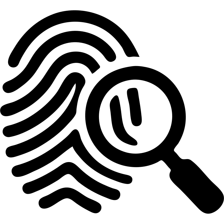 magnifying glass examining a fingerprint emoji