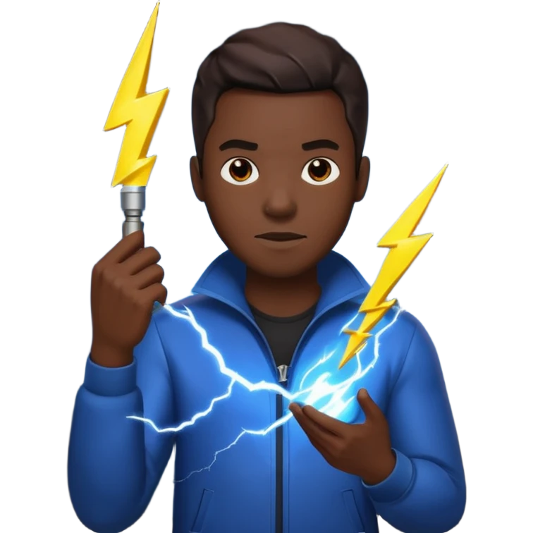 black man holding lighting emoji