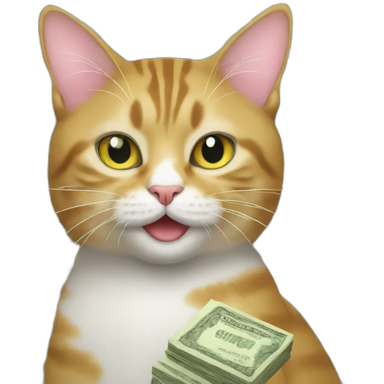 cat with a lot of money emoji