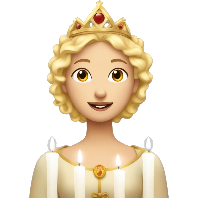Blonde lucia with candles in her lucia crown emoji