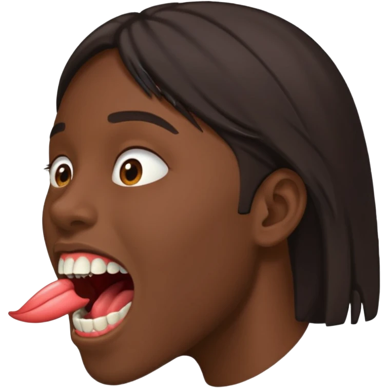 Tête de profil, et qui fait chute en montrant sa bouche emoji