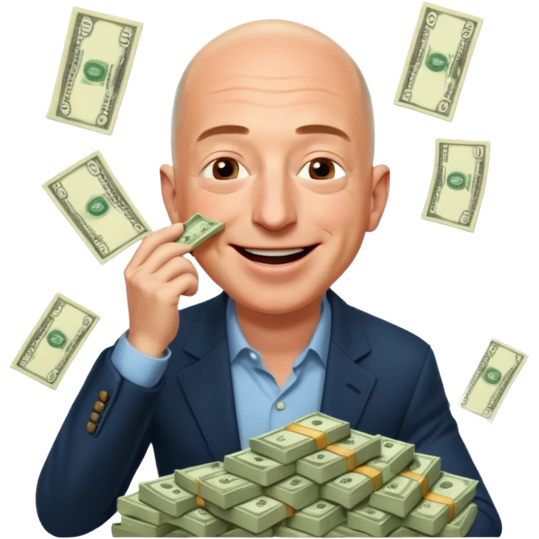 jeff bezos sniff money and laughing like madman emoji