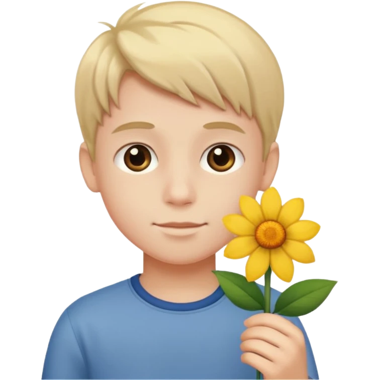 یه پسر گل به دست emoji
