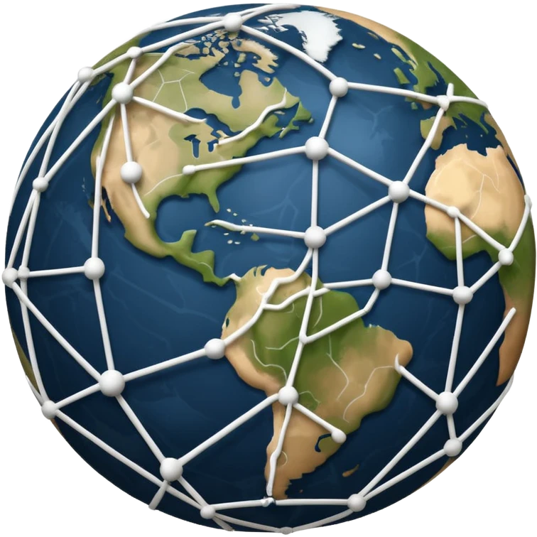 earth with a web of white and black lines around it emoji