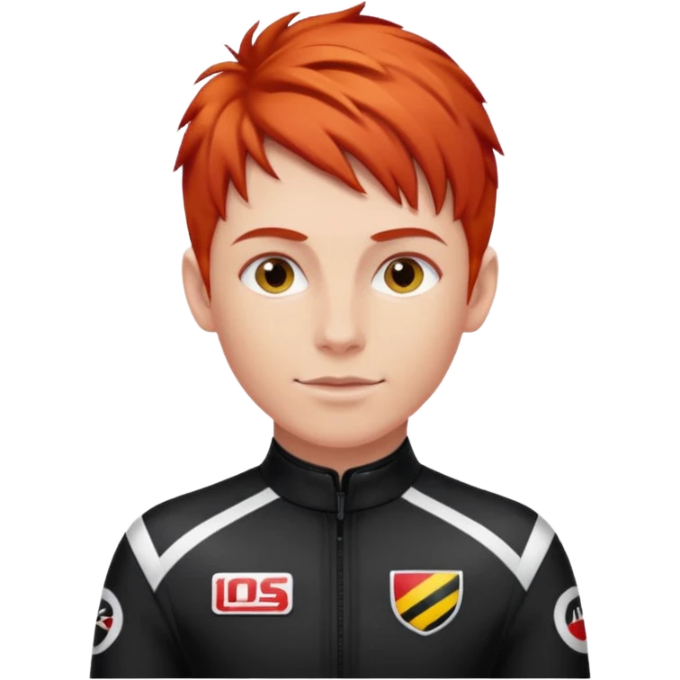 red haired racer with black outfit emoji
