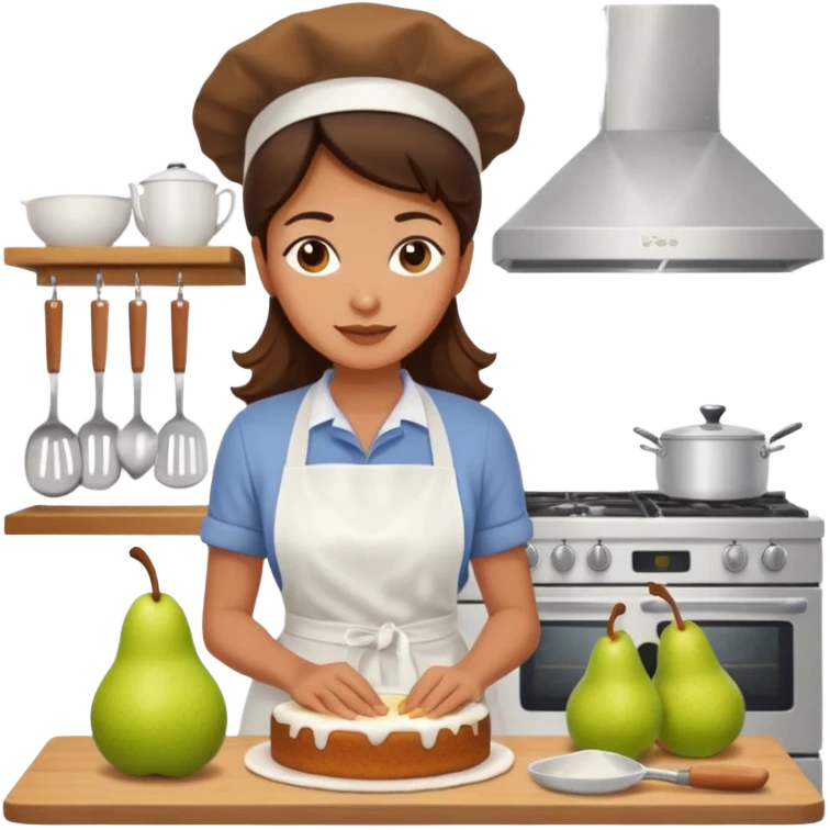 woman making pear cake emoji