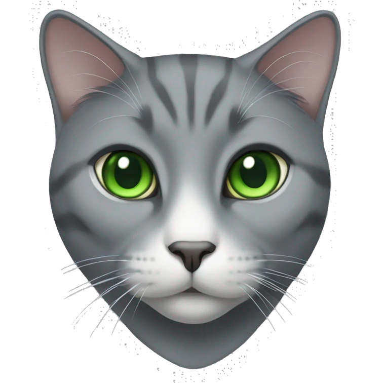 Grey tuxedo cat with green eyes emoji