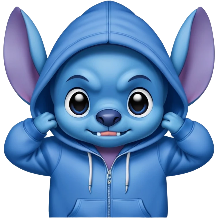 Stich wearing a blue hoodie ￼ emoji