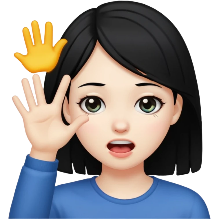 black hair girl throwing up  emoji