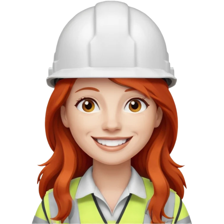 Mujer pelo rojo y largo con casco blanco de construcción  emoji