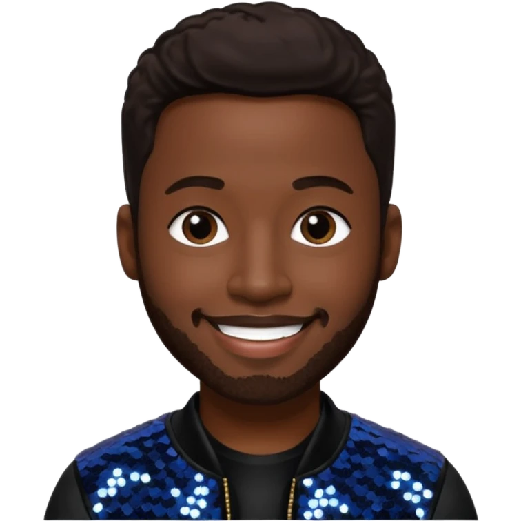 Michael McCary from Boyz II Men with dark brown hair, black sequin outfit emoji