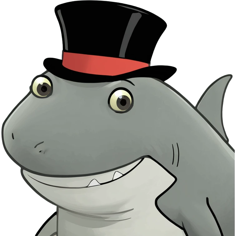 Shark with a top hat emoji